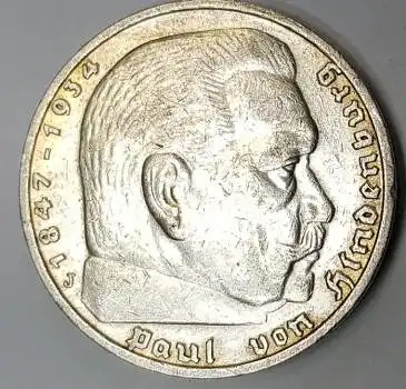 Jäger 0360 - 5 Reichsmark 1935 J vz-stgl Hindenburg Silbermünze