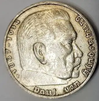 Jäger 0360 - 5 Reichsmark 1936 F Silbermünze