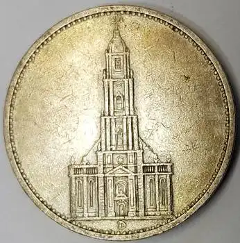 Jäger 0357 - 5 Reichsmark 1934 D Garnisonskirche Silbermünze