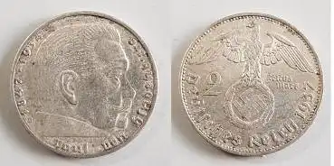 Jäger 366 - 2 Reichsmark 1937 E Hindenburg