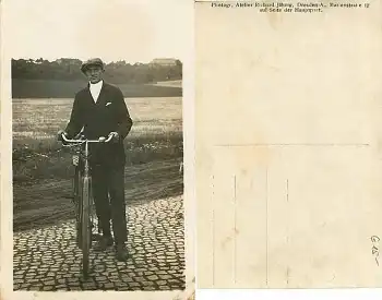 Radfahrer Echtfotokarte *ca. 1920