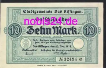 97688 Bad Kissingen Notgeld 10 Mark 1918