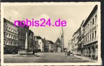 84524 Neuötting Stadtplatz Kirche Auto o 10.4.1954