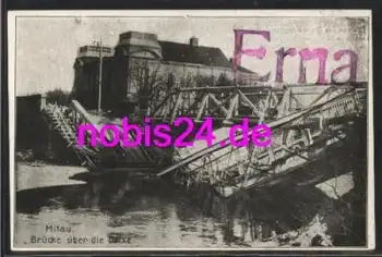 Mitau  Fluss Drixe Zerstörte Brücke *ca.1930