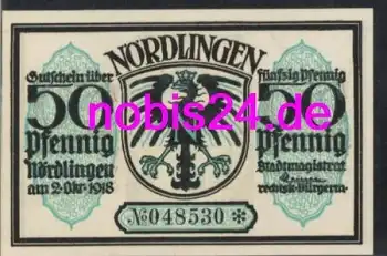 86720 Nördlingen Notgeld 50 Pfennige um 1921