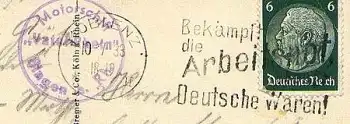 Rheinschiff "Vater Rhein" Bordstempel Motorschiff bei Bingen o 10.7.1933