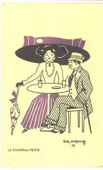Dame mit Hut, Le Chapeau-Tente, Künstlerkarte signiert * ca. 1908
