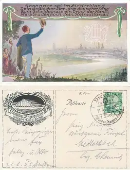 Dresden 1. Sächsisches Sängerbundes Fest Juni 1925 Sonderstempel 21.6.1925