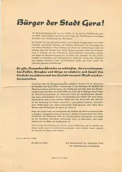 Gera Plakat zur Hochwasserkatastrophe 1954