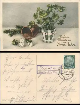 09488 Neundorf über Annaberg (Erzgeb) Landpoststempel auf Neujahrskarte 30.12.1939