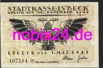 Lübeck Notgeld Adler 50 Pfennige um 1920