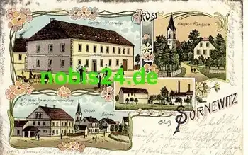 04758 Sörnewitz Litho Brauerei Gasthof Kirche o 1908