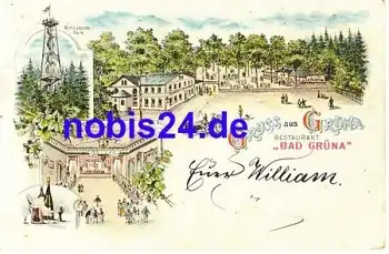 09224 Grüna Chemnitz Litho Gasthof Bad Grüna o 1906