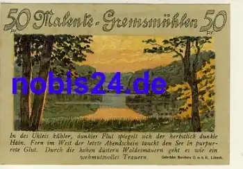 23714 Malente Gremsmühlen Notgeld 50 Pfennig um 1920