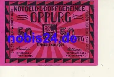 07381 Oppurg Notgeld 50 Pfennige um 1920