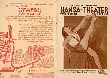 Hamburg Hansa-Theater Programm 42. Jahrgang No. 383 12 Seiten