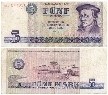 DDR 5 Mark Banknote 1975 RO361 DDR-23