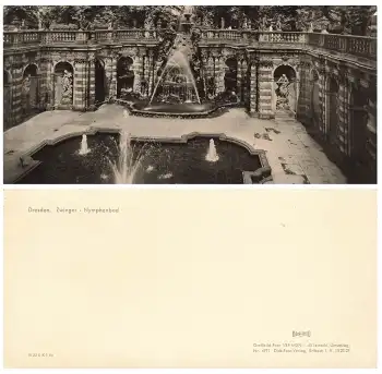 Dresden Zwinger Nymphenbad Großformatkarte DIN Lang  *1964