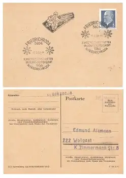 Rennschlittensport Weltmeisterschaften Sonderstempel auf Drucksache o Friedrichroda 13.2.1966