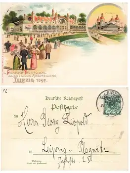 Leipzig Sächsisch- Thüringische Industrie und Gewerbe Ausstellung Privatganzsache 1897 Sonderstempel 24.4.1897