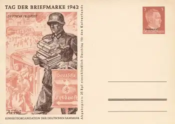 Ukraine Tag der Briefmarke 1942 Deutsches Reich 3 Pfennig Hitler Ganzsache Deutsche Feldpost