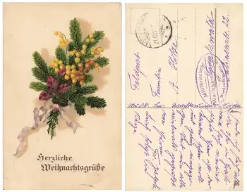 Weihnachtskarte Feldpost 1.WK Militärtisches Wachkommando Nordenham o 21.12.1917