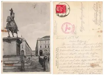 Torino Piazza S. Carlo Zensurstempel Geprüft Oberkommando der Wehrmacht o 14.2.1940