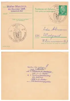 Erfurt CDU 12. Parteitag Sonderstempel auf Antwort Ganzsache 1.10.1968