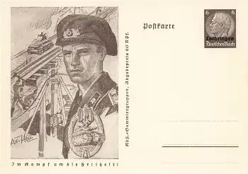 Lothringen 6 Pfennig Hindenburg Ganzsache P242 Im Kampf um die Freiheit Panzer 1940 *