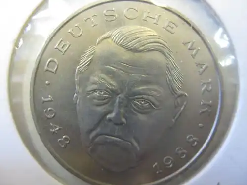 2 DM Münze Ludwig Erhard 1988 F, Stg