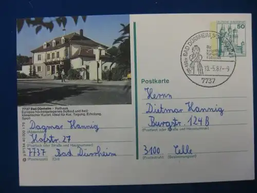 Bildpostkarte P 129 Deutschland Bad Dürrheim