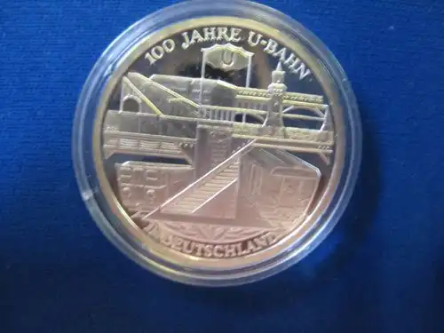 10 EURO Silbermünze 100 Jahr U-Bahn, Polierte Platte, Spiegelglanz
