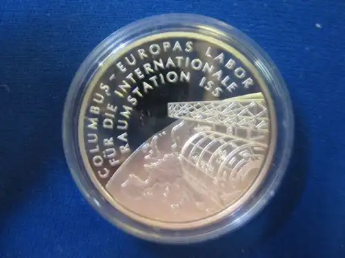 10 EURO Silbermünze Raumstation ISS, Polierte Platte, Spiegelglanz