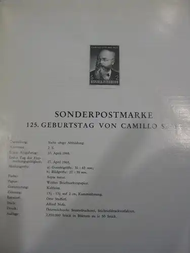 Österreich Amtlicher Schwarzdruck SD der Post: Camillo Sitte