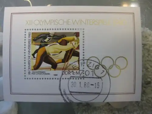 Olympische Winterspiele Block 57 mit Ortsstempel, mit Tagesstempel