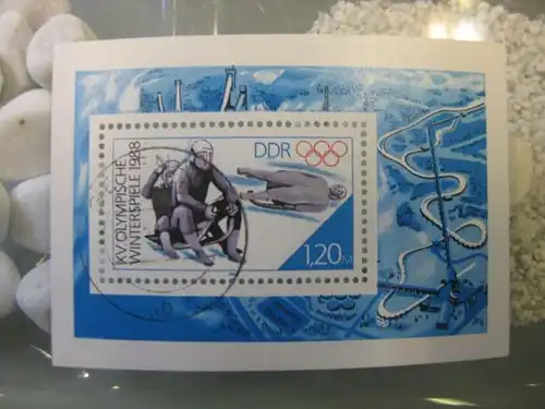 Olympische Winterspiele Block 90 mit Ortsstempel, mit Tagesstempel