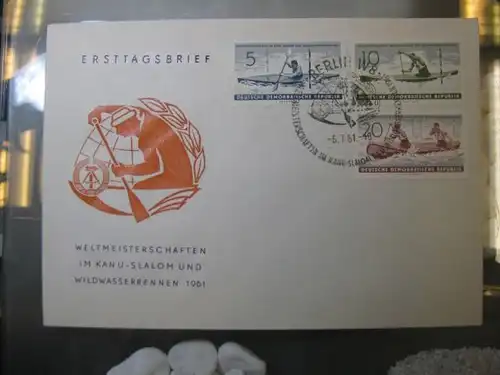 Offizieller, Amtlicher Ersttagsbrief FDC der DDR: Kanuslalom Wildwasserrennen - WM