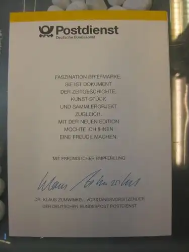 Klappkarte der GD Post, Faltkarte Typ DP1a mit Faksimile-Unterschrift Klaus Zumwinkel ; Nachfolgekarten der Ministerkarten Typ V,  CEPT, EUROPA-Marken