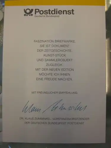 Klappkarte der GD Post, Faltkarte Typ DP1a mit Faksimile-Unterschrift Klaus Zumwinkel ; Nachfolgekarten der Ministerkarten Typ V,  Fallada