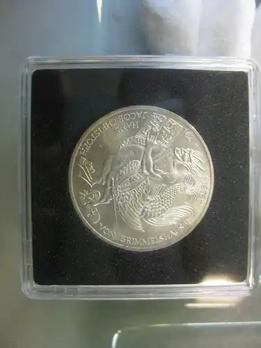 5 DM Silbermünze Gedenkmünze \"von Grimmelshausen\" von 1976 in besonderer Kapsel (siehe Artikelbeschreibung), Ausführung  stg