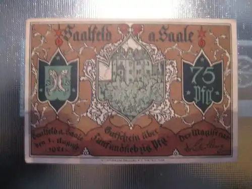 Notgeld Saalfeld, 75 Pf.