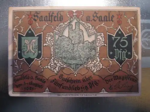 Notgeld Saalfeld, 75 Pf.