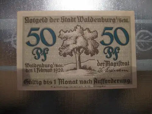 Notgeld Waldenburg / Schlesien, 50 Pf.