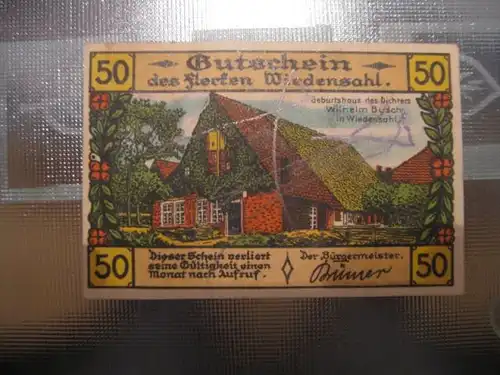 Notgeld Wiedensahl, 50 Pf.