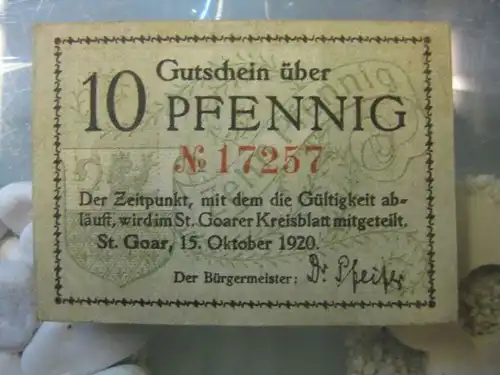 Notgeld St. Goar, 10 Pf.