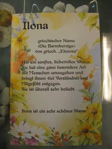 Ilona, Namenskarte, Geburtstagskarte, Glückwunschkarte, Personalisierte Karte

