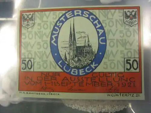 Notgeld  50 Pf. der Stadt Lübeck; Musterschau Lübeck; Nordische Woche