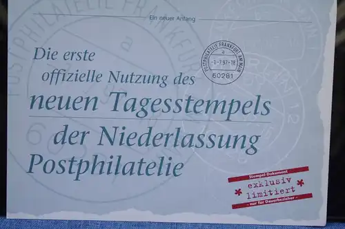 Erinnerungsblatt EB ; Gedenkblatt; Jahresgabe; Neue Tagesstempel 1997