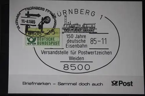 Stempelkarte, Nürnberg, 150 Jahre Deutsche Eisenbahnen