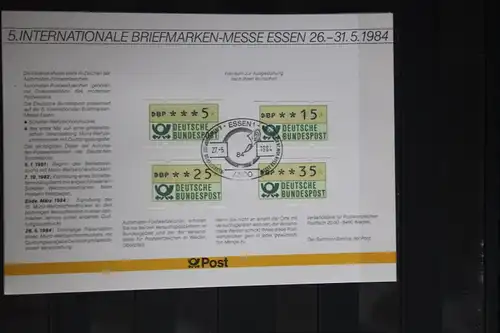 Erinnerungsblatt, Stempelkarte der Deutsche Post ; Messe Essen 1984